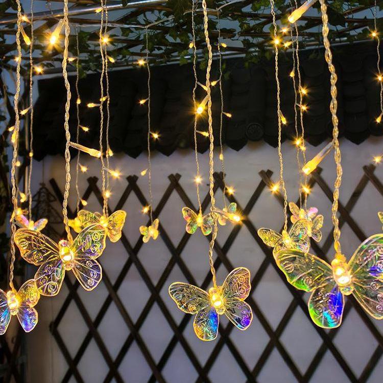 Butterfly Icicle Solar String Lights for Garden, Patio, and Landscape Decor
