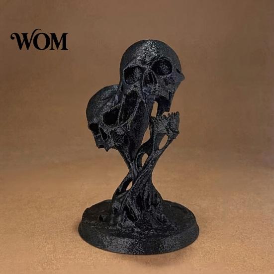 Fluid Skull Art Piece Integrated Molding Process Figure, 3D Printed Double Ornament, Abstract Statue Statue, Dark Style Decoration for Living
