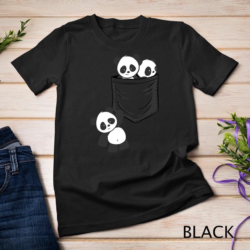 For Panda Lovers Cute Kawaii Baby Pandas In Pocket Unisex T-shirt 2 4XL