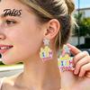 Trendy Acrylic Dangle Earrings 1 Pair Colorful Letter Drop for Women, Glitter Funny First Unique Student Accessories Day of School Earring,