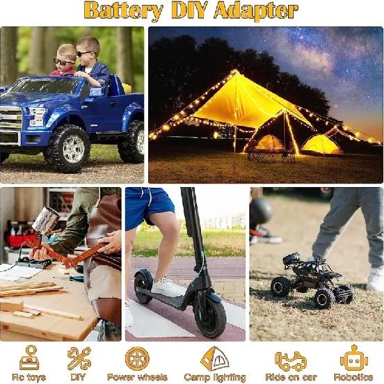 Power Wheels Adapter for Dewalt 20V Battery Adapter with Switch Fuse & Wire Terminals 12AWG Wire DIY Ride On Truck RC Car Toys