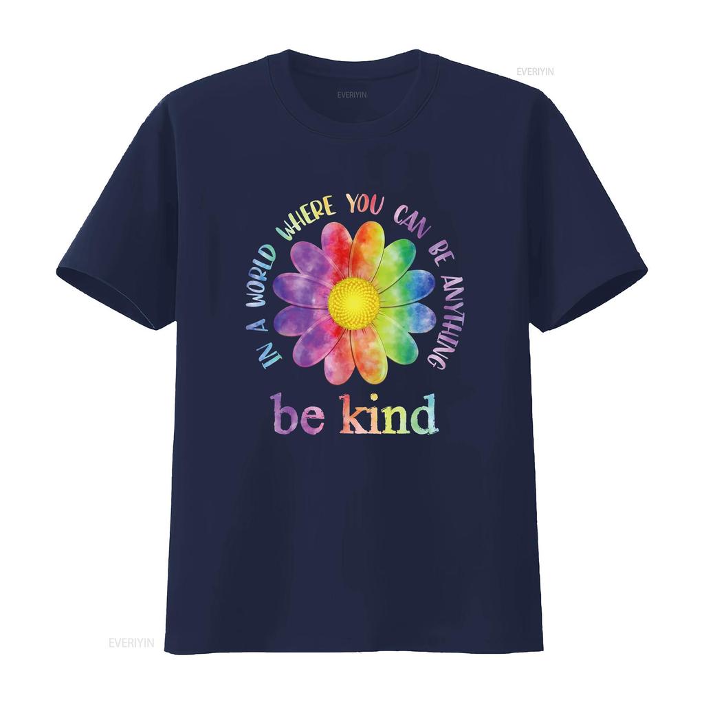 Be Kind Daisy Flower Rainbow Positive Inspirational Kindness T Shirt vintage Washed streetwear Unisex Breathable Stretched Soft