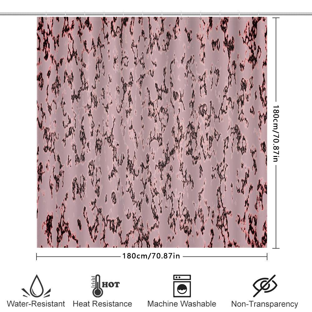 Charming Black Pink Shower Curtain Floral Print Modern Decor for Bathroom Easy Install Hook Rings Set Home Improvement Waterproo