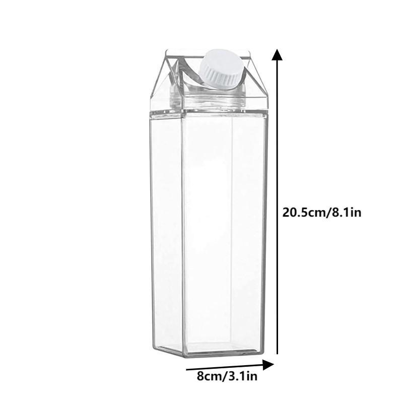 750Ml Transparent Milk Bottle Water Box Square Milk Coffee Juice Tea Cup Transparent Milk Storage For Outdoor Sports Camping Gym