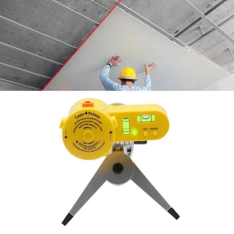 4 i 1 Laser Vattenpassmätare med Roterande Stativ LED-indikator Mätande Laserlinjal Multifunktion Hög Precision