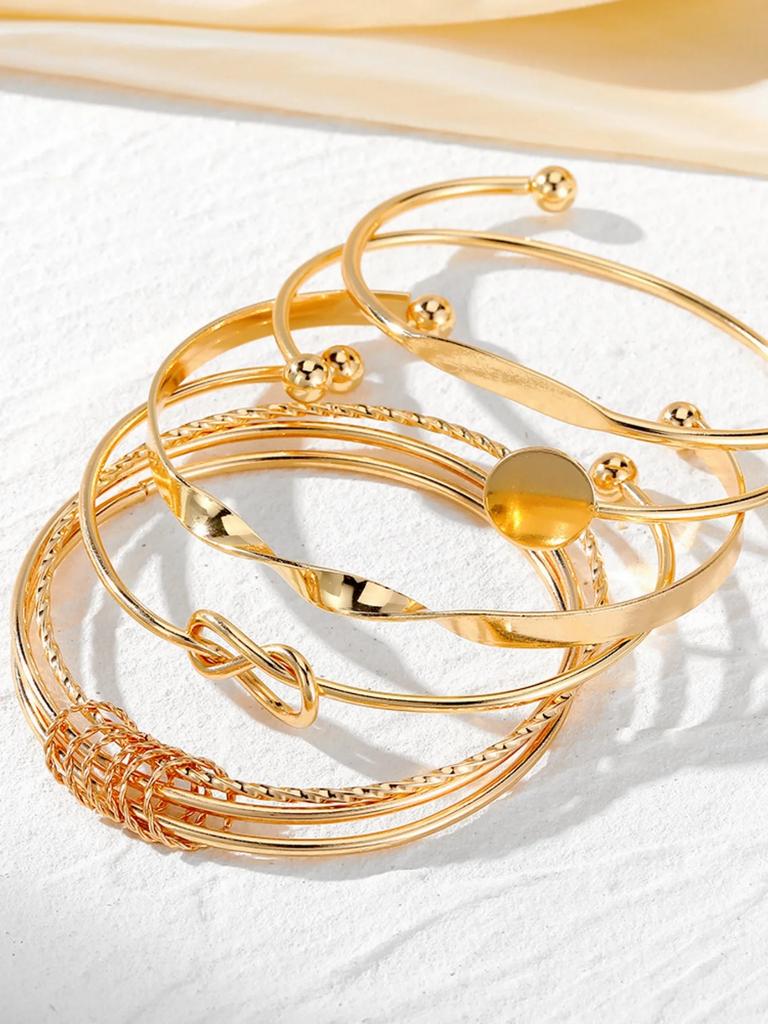 5pcs IPARAM Punk Multilayer Bracelets For Female Elegant Delicate Twist Sparkling Adjustable Bangles Jewelry Couples Gifts