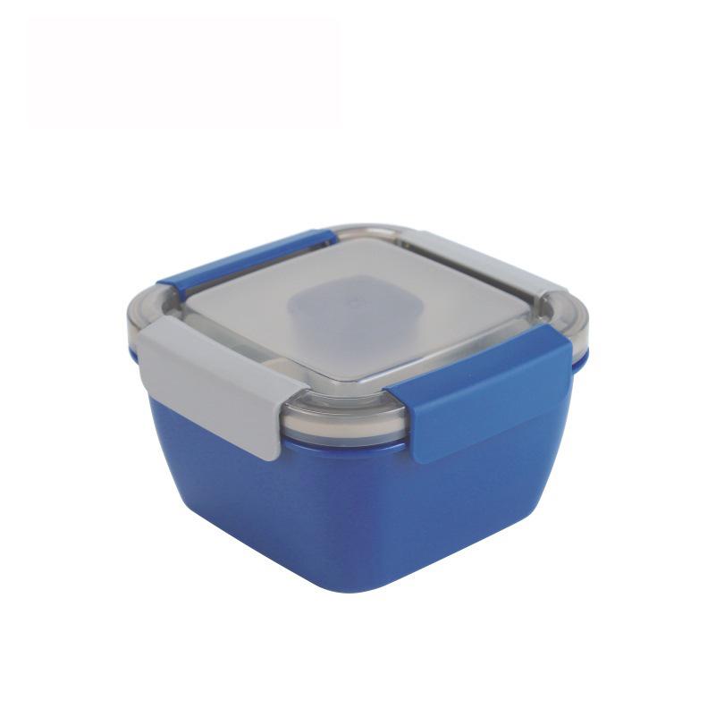 Dual-Layer Plastic Lunch Box with Dividers and Secure Buckles for Office & Student Use