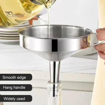 Stainless Steel Kitchen Funnel Food-Grade Removable Filter Mini Metal Kitchen Funnel for Transferring Essential Oils Liquid Dry Ingredients Cosmetics