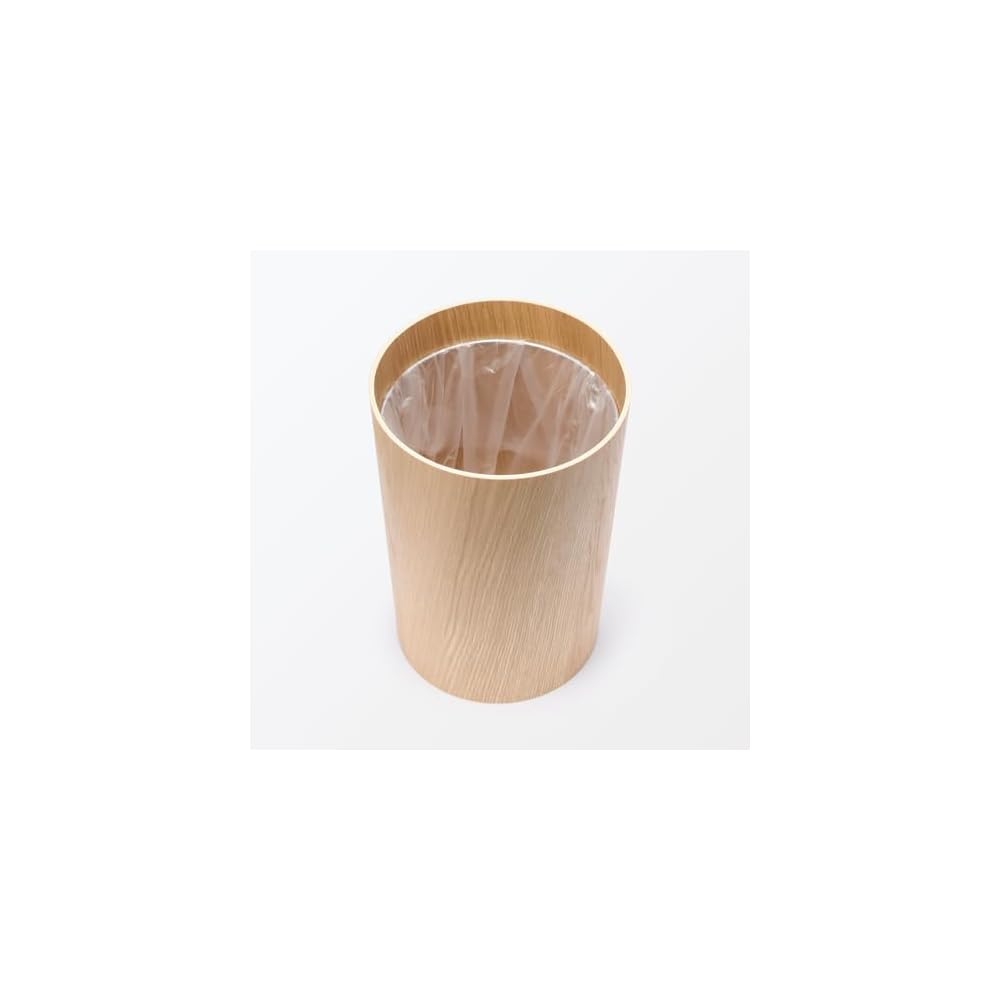MUJI Wooden Trash Can with Bag Holder Wire, Round, Approx. Diameter 235 x Height 305 cm, 84915062