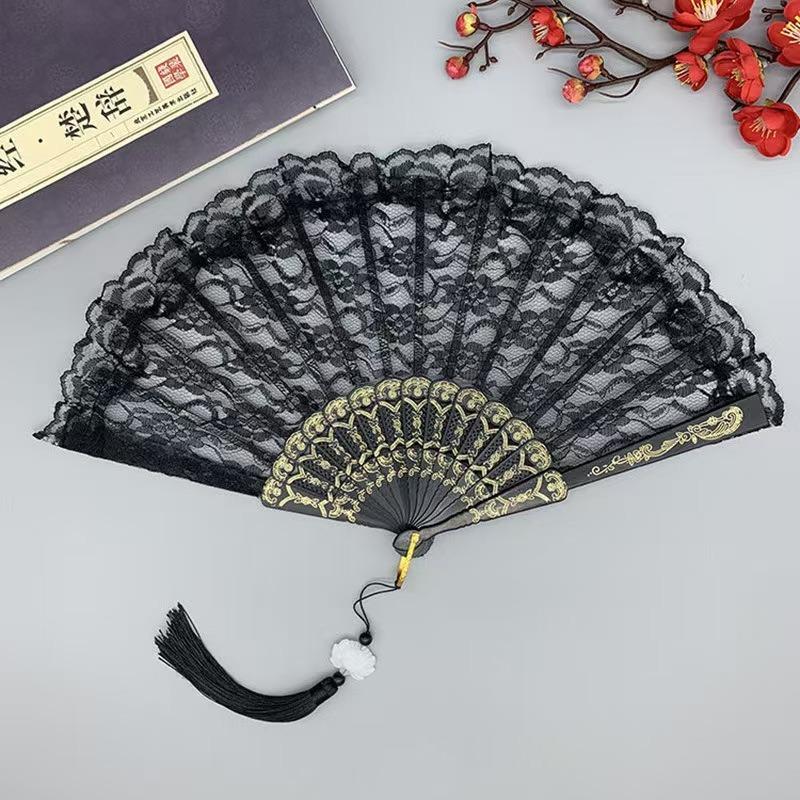 Sex underwear retro lace women's fan summer orchid fan dance performance photography photo props folding fan