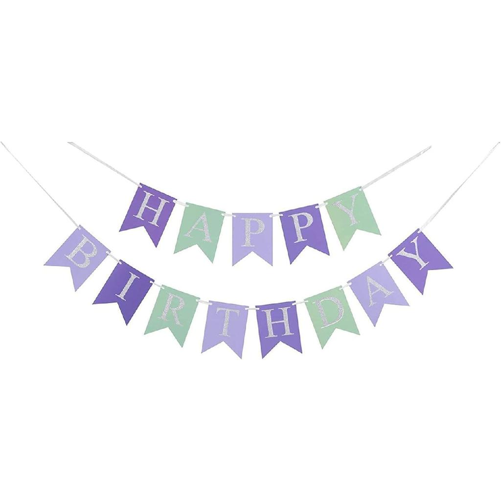 Glitter Mermaid Under The Sea Happy Birthday Banner Baby Girl Boy Birthday Party Decoration