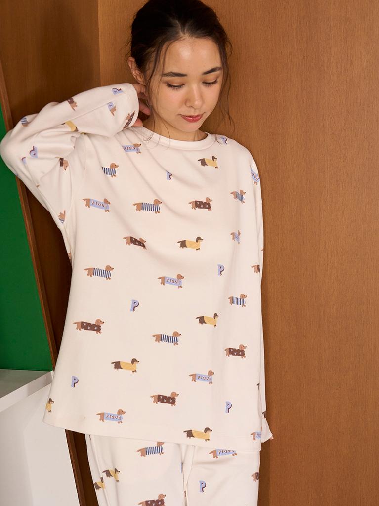 GELATO PIQUE Dachshund Pattern Long T-Shirt Pwct255757