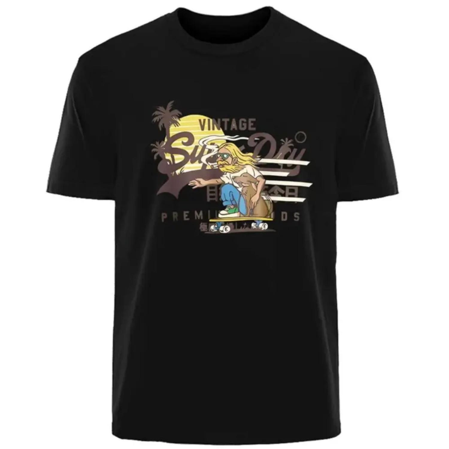 Retro Minimalist Letter Summer Neutral 100%Pure Cotton Comfortable Breathable Casual Fashion T-shirt Outdoor Women s Clothe90016 S чёрный