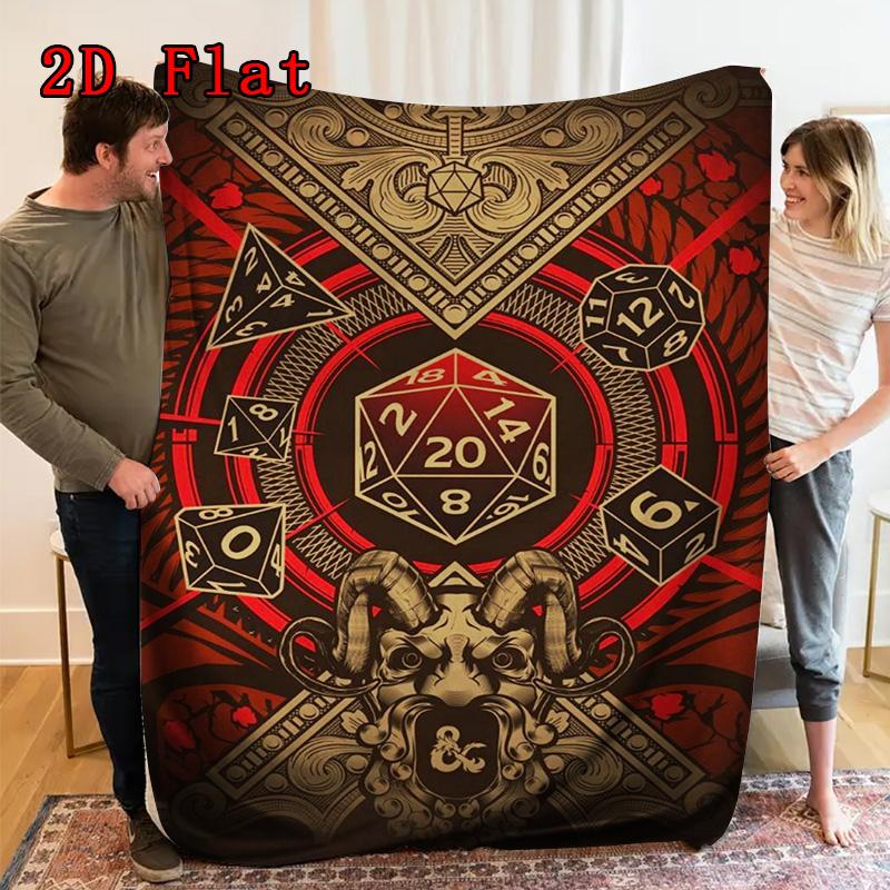 Dungeon Red Die 2D Flat Pattern Flannel Blanket High quality All Seasons Warmth and Comfort Perfect for Christmas Gifts.MMT0918170