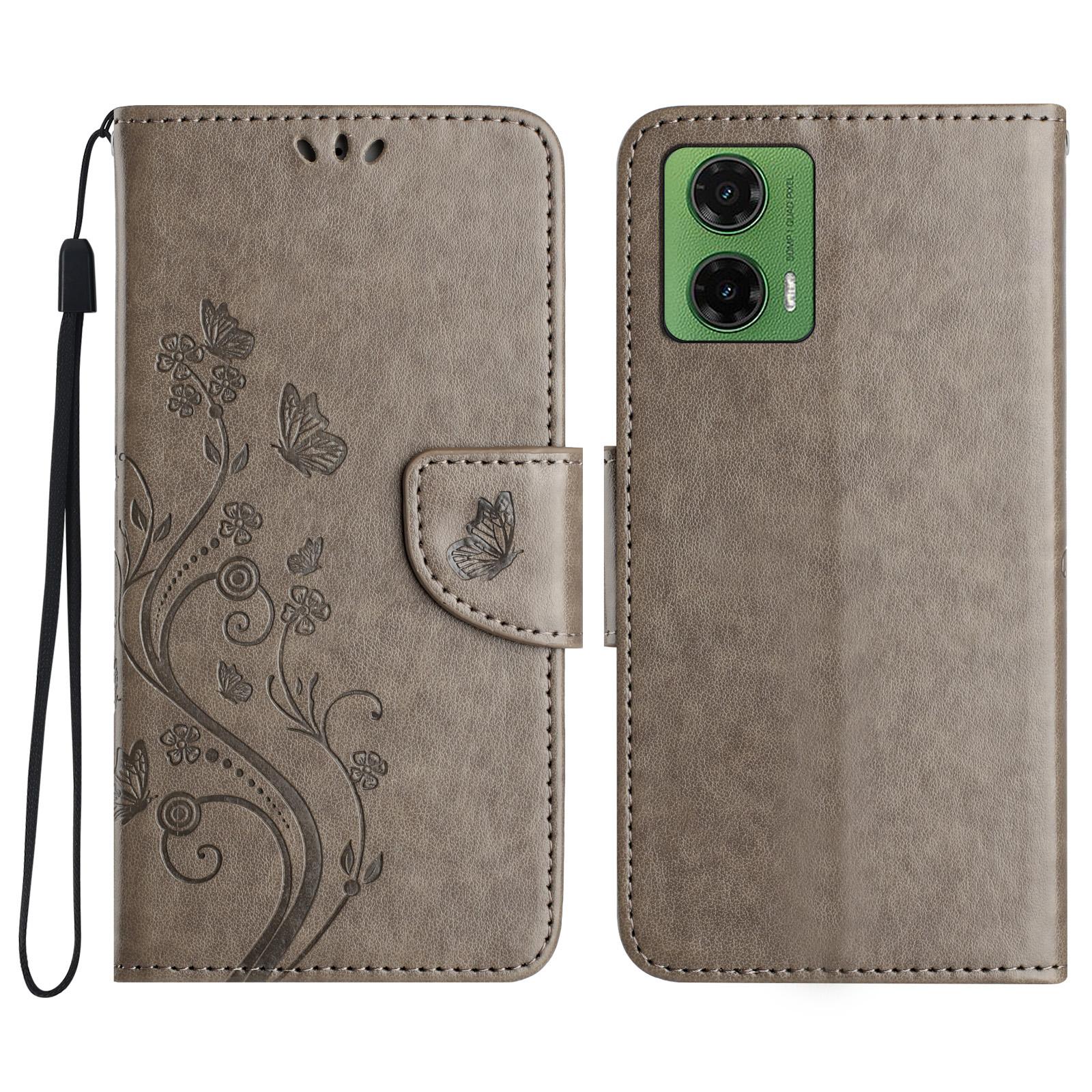 

For Motorola Moto G35 5G Case Imprinted Mini Butterfly Leather Wallet Phone Cover E