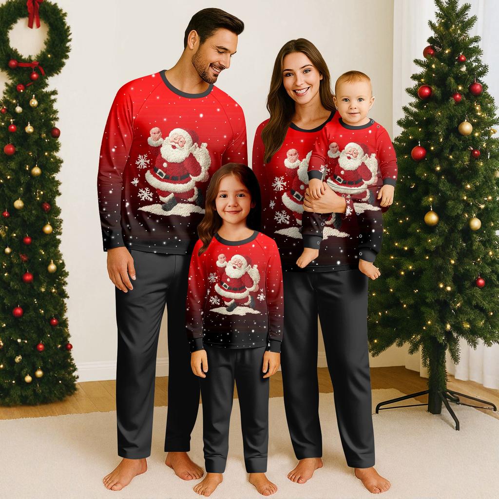 Family Casual Comfortable Long Sleeved Long Pants 3D Christmas Printed Parent-child Set