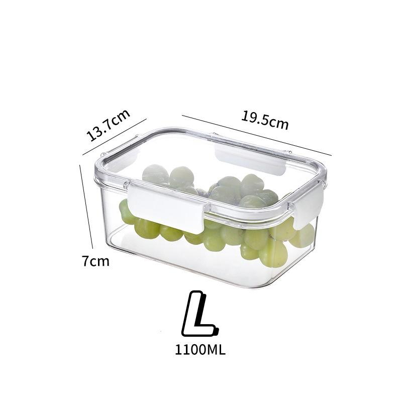 3 Größen Kühlschrank Aufbewahrungsbox Klar Versiegelt Rechteckig Frischhalteboxen Lebensmittel Gemüse Obst Lunchbox Küchenorganisator