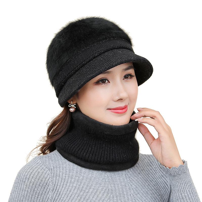 New Arrival Elderly Women's Hat Plush Lining Warm Short Brim Beret, Mother Grandma Knitted Hat