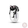 Design 925 Silver Heart Claw Print Bee Conch Text Shining Zircon Fixed 3mm Charms Beads DIY Jewelry Making