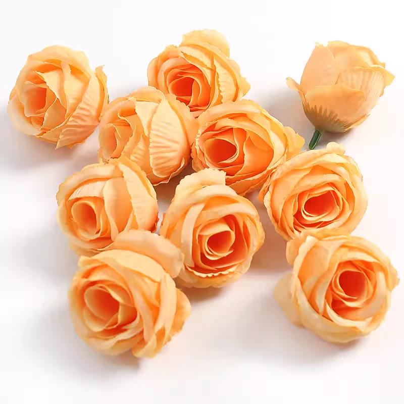 Orange Series Silk Artificial Flowers for DIY Headdress, Clothing Accessories, and Decorative Straw Hat Embellishments.