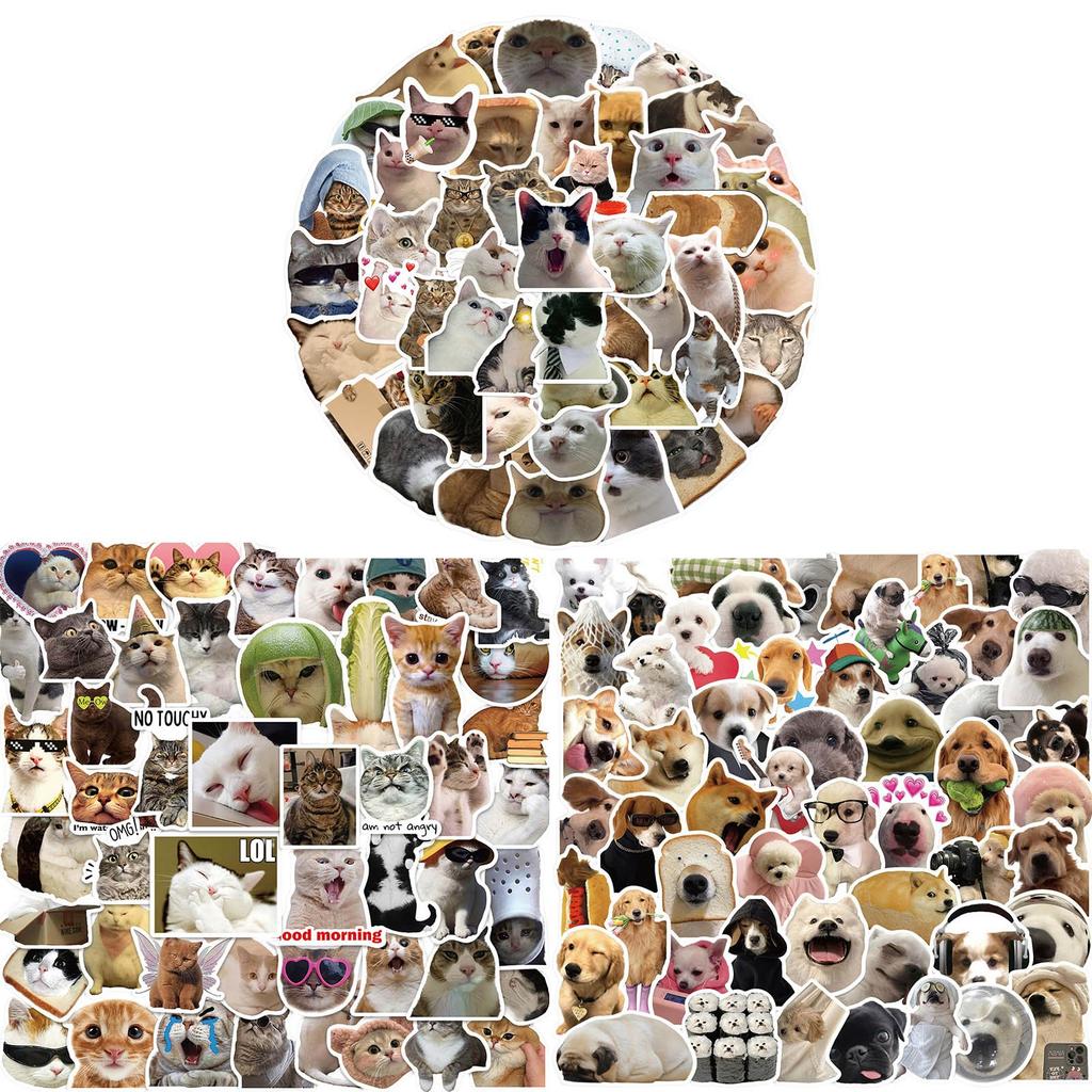 Balíček samolepek Kočka a Pes, Zábavná samolepka s mazlíčkem na láhev na vodu, auto, helmu, notebook, Vodotěsná vinylová samolepka pro dospělé, teenagery, dárky na párty