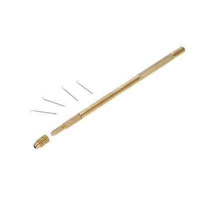 4 Sizes Ventilating Needles + 1 Brass Holder Make Repair Lace Wigs Toupee Hairpiece Knotting Hook
