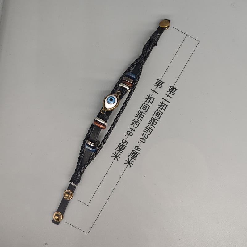 Korean Style Blue Woven Leather Bracelet - Retro Student Design, Popular Personality Bangle