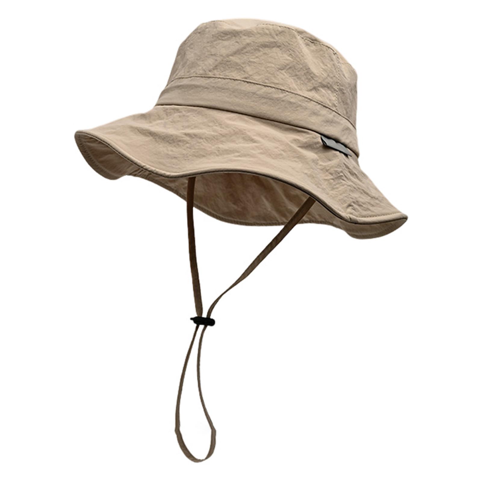 Chapeaux de Soleil Solides pour Hommes Casquette de Pêche d'Extérieur à Large Bord - Protection UV Chapeau Bob pour Femmes Caps de Pêcheur pour Randonnée d'Été kaki