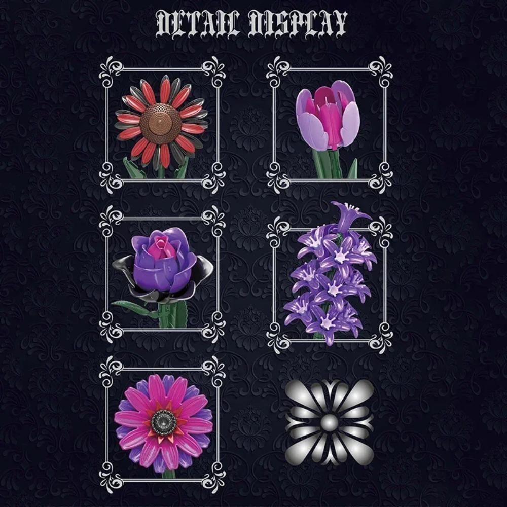 614PCS Gothic Flower Bouquet Building Blocks Romantic Flower Model Bricks Home Decoration Kids Educational DIY Toys Holiday Gift