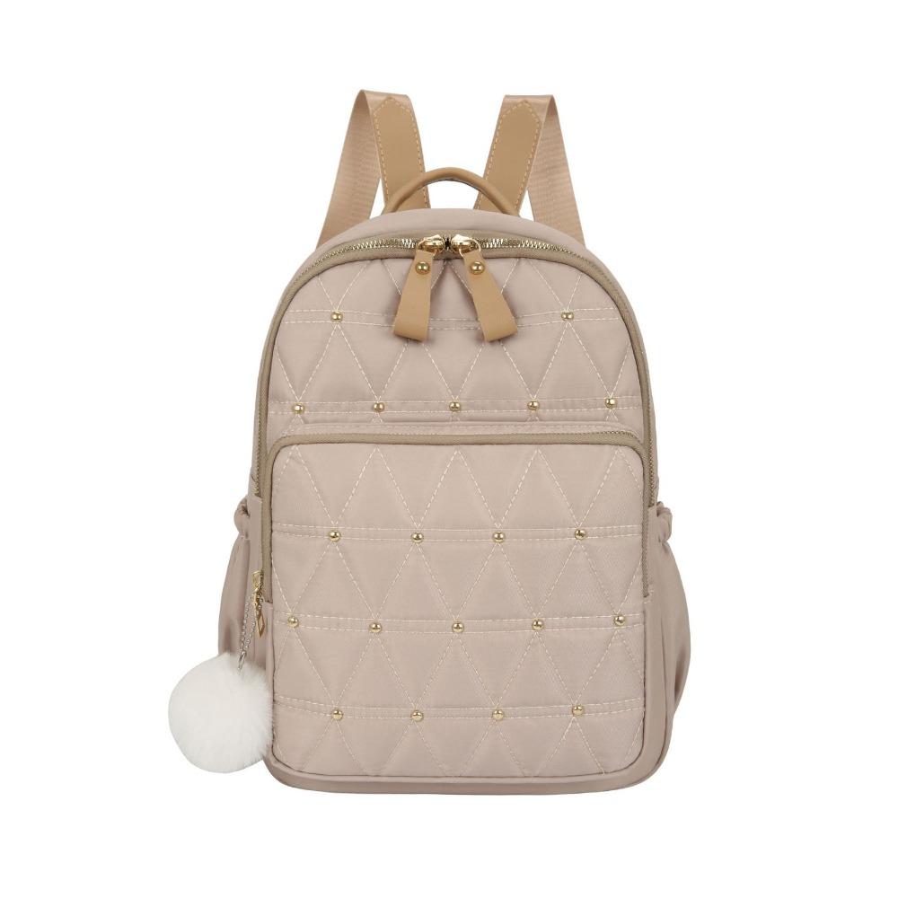 

Vintage Women Backpack Classic Nylon Travel Bag Fashion Grid Shoulder Bag College бежевый