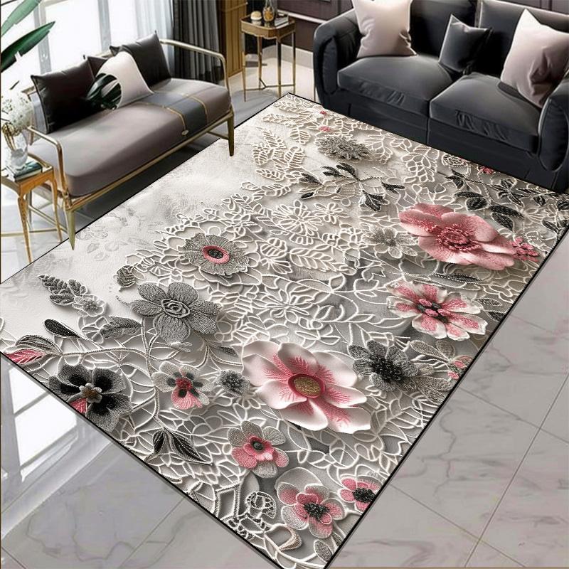 European Style Flower Pattern Carpets for Living Room Gorgeous Large Room Rugs Thickening Big Size Floor Mats for Lounge Balcony