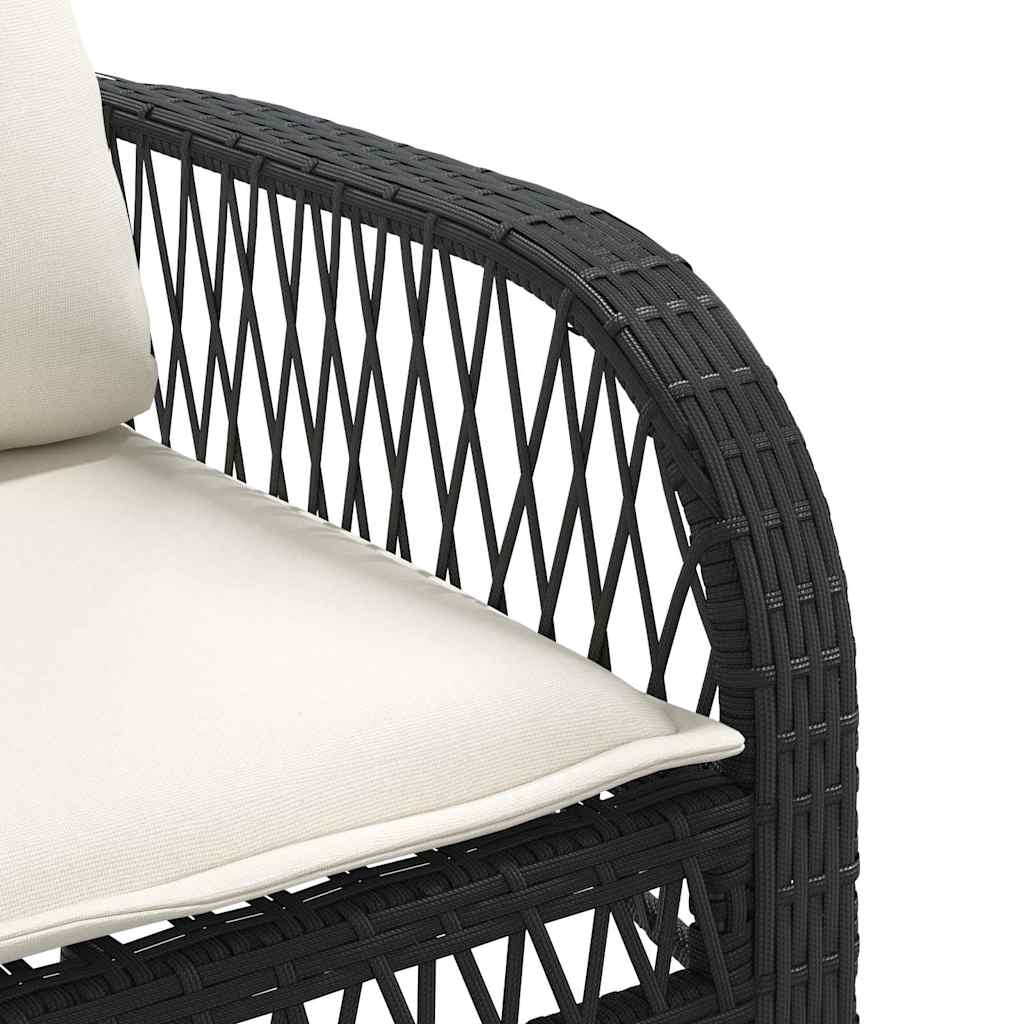 4 Piece Outdoor Sofa Set with Cushions Black Poly Rattan