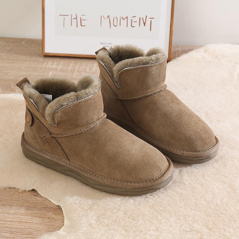 Thick-soled Snow Boots New Winter Fur Integrated Fleece Short Tube Low-top Non-slip Warm Cotton Shoes