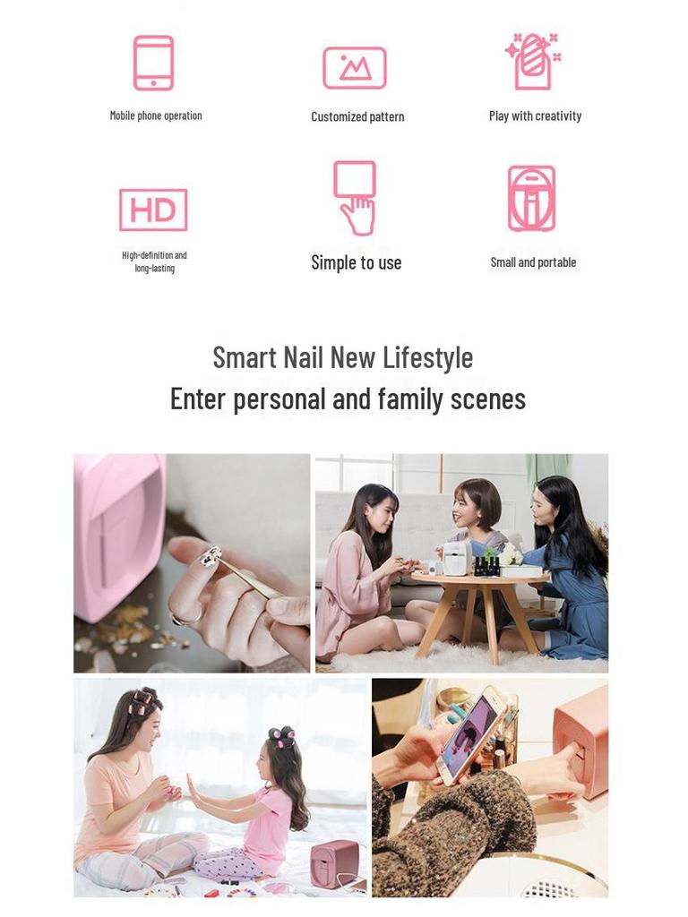 Portable 3D Nail Art Printer: Fully Automatic Color Painting and Floral Design Machine