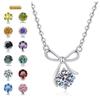 White Copper-Plated Moissanite Bowknot Pendant Necklace with O-Chain for Women