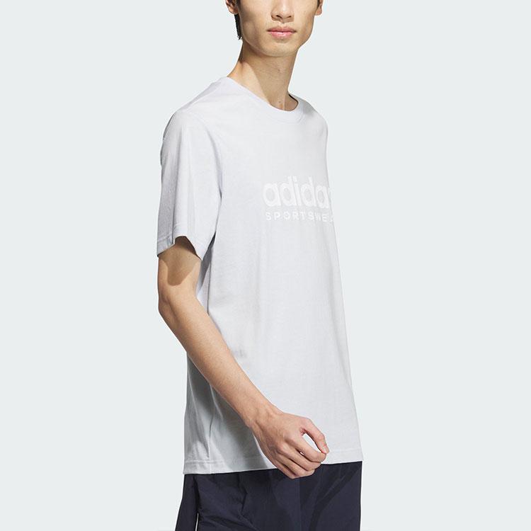 Adidas Printed Letter Breathable Round Neck Short Sleeve T-Shirt Unisex T-Shirt Light-Blue JI9071
