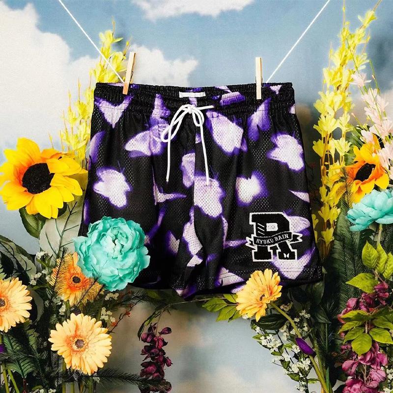 

Мужские сетчатые баскетбольные шорты American RR Butterfly Series - Быстросохнущие, Четырехточечные, Летняя фитнес-одежда выше колена XXL темно-фиолетового