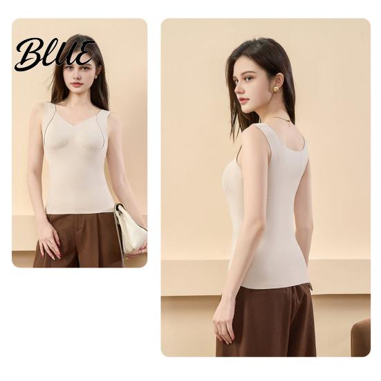 Invisible Vest Seamless Autumn Winter Women Thermal Warm Camisole Slim Fit with Built-in Bra Sleeveless