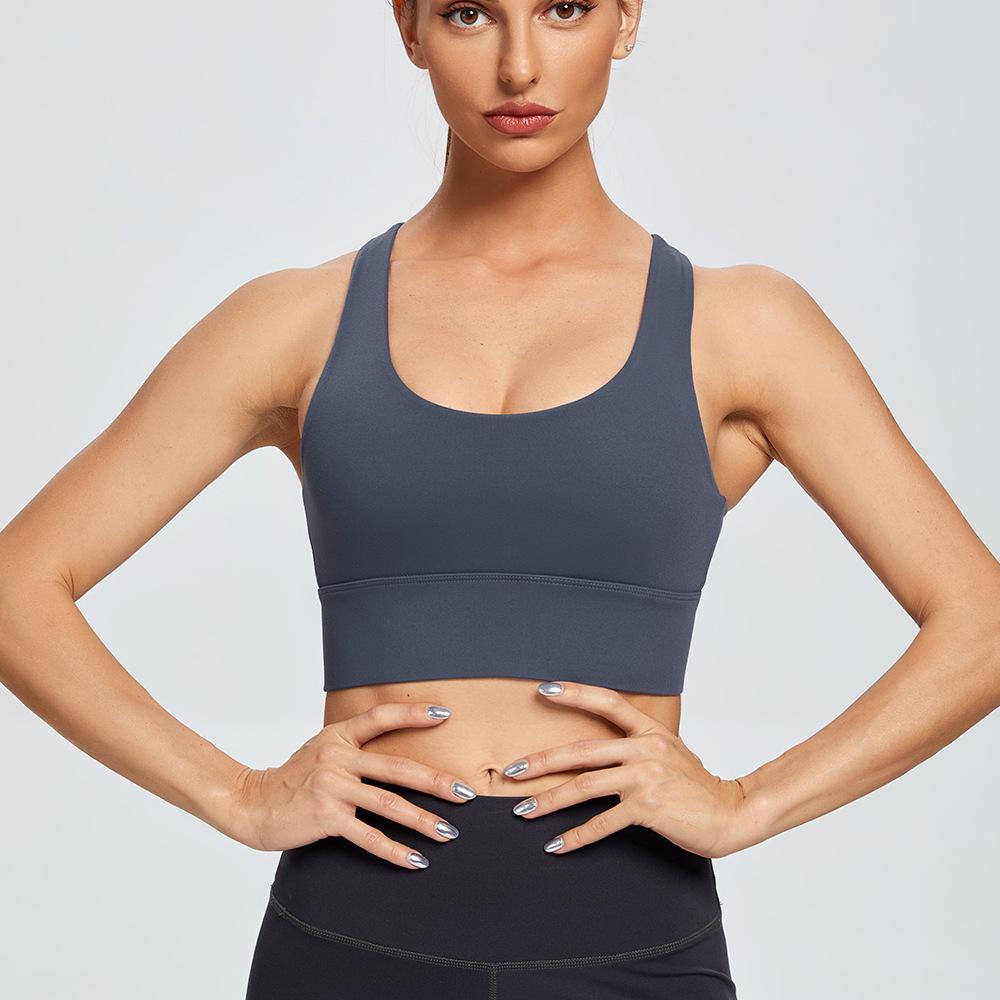 European and American Style Women Shockproof Sports Bra Plus Size Thin Push Up Cross Back Running Yoga Fitness Vest