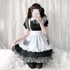 JUNDOMECY Cute Checkered Maid Plus Size Maid Short Black and Photo School Party Costume, High-Quality Set, Small, Cosplay, Sleeves, Ruffles, White,