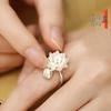 Lotus Pure S925 Silver-Plated Women's Adjustable Retro Ring - Light Luxury, Versatile Niche Design.