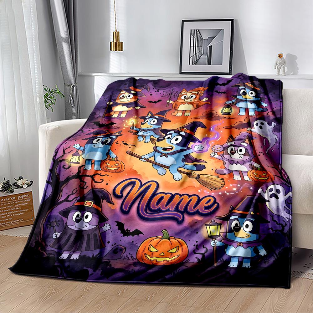 Halloween Friends Customize Text Blanket Gift Customizable Blanket Comfortable Great for Picnics Bedding Livingroom Bed Four Seasons Multipurpose