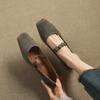 Fashion 2025 NEW Spring Women Pumps Square Toe Low Heel Shoes Sheepskin Suede Shoes for Women Concise Belt Buckle Mary Janes Shoes