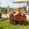 Carretto Distressed Unico Fioriera su Ruote per Piante Verdi e Fiori in Giardino o in Casa