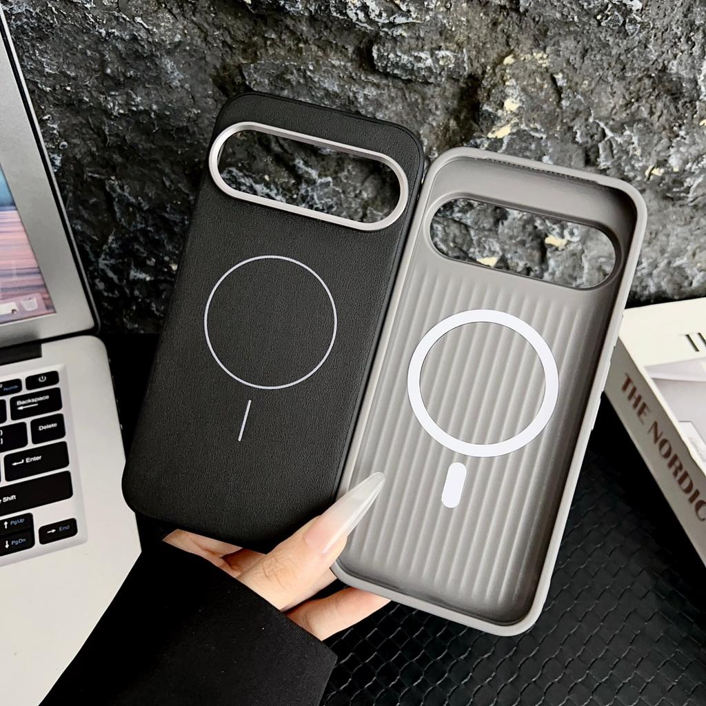 Luxury Matte Leather Texture For Magsafe Magnetic Charge Case For Google Pixel 10 Pro XL Shockproof Metal Lens Ring Phone Cover