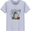 Unisex Cotton  I Love Fishing  Print Tshirt Loose round Neck Casual Short Sleeve Fashion Top for Summer