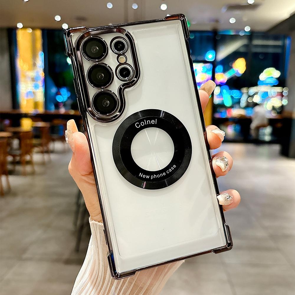 

Покрытие прозрачный магнитный чехол для Samsung S24 Ultra S23 FE S22 Plus Note 20 беспроводная зарядка защита объектива противоударный чехол For Note 20 Ultra чёрный