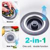 2 In 1 Kitchen Sink Drain Stopper Kit 304 Stainless Steel Stopping Blockage Bouncing Core Fast Drainage for 2.83-3.38 Inch Drain