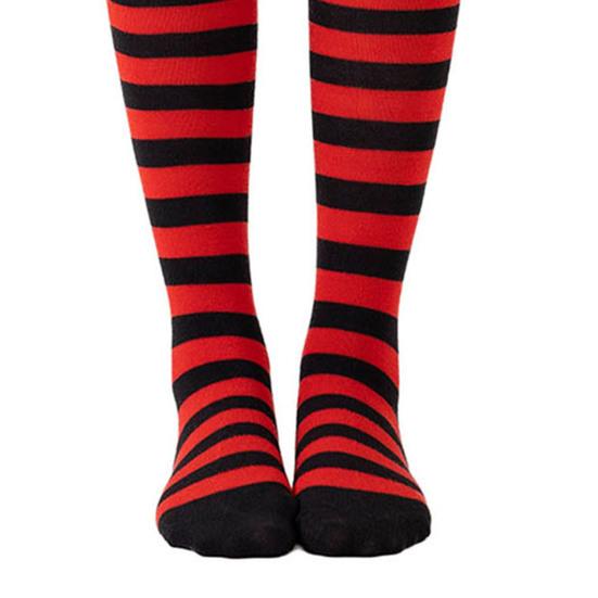Womens Striped Arm Warmers Leg Warmers Set Winter Knitted Over The Knee High Socks Long Fingerless Gloves Set for Christmas Halloween