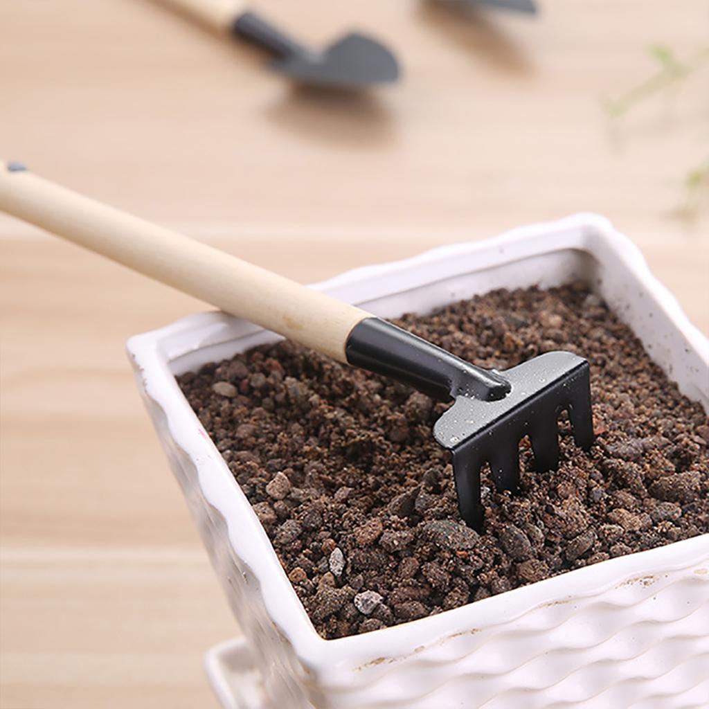 Planting Tools Small Shovel Rake With Wooden Handle Plastic Digging Seedling Tool Garden Pot Care Kit